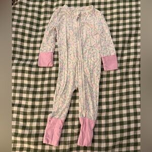 Posh Peanut Pink and White Floral Covertible Footie
